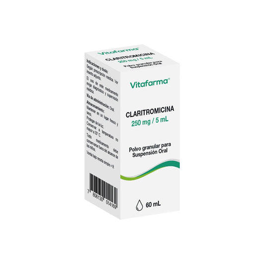 Claritromicina 250 MG/5 ML Suspensión 60 ML