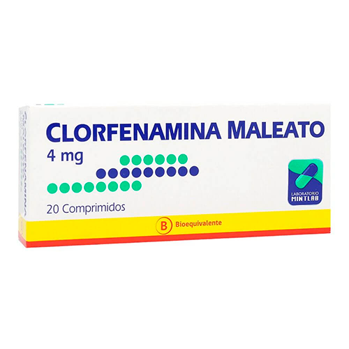 Clorfenamina Maleato 4 MG x 20 Comprimidos Mintlab